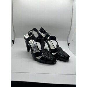 Women's BCB Girls black ankle strap stilettos heels Size 6 1/2 B shoes $198 MSRP